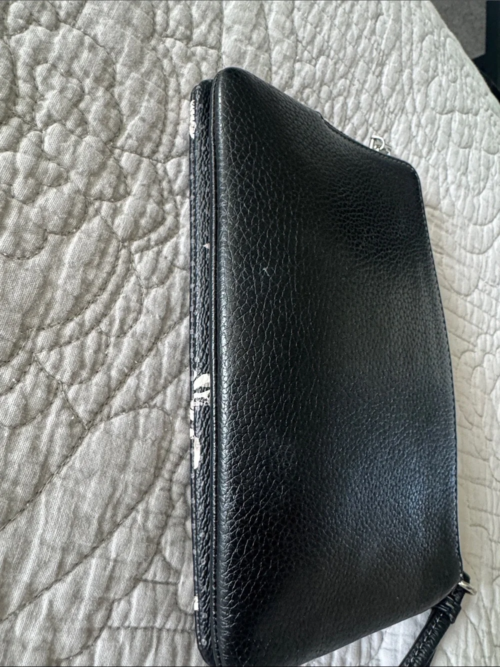 Coach Black Wristlet with White Bow Print
